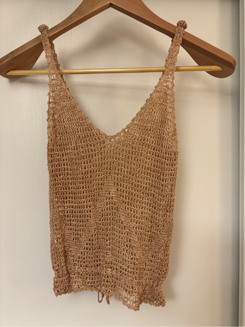 Vintage Cottagecore Crochet Tank Size Extra Small Pink Concert Open Knit Boho - Picture 2 of 4